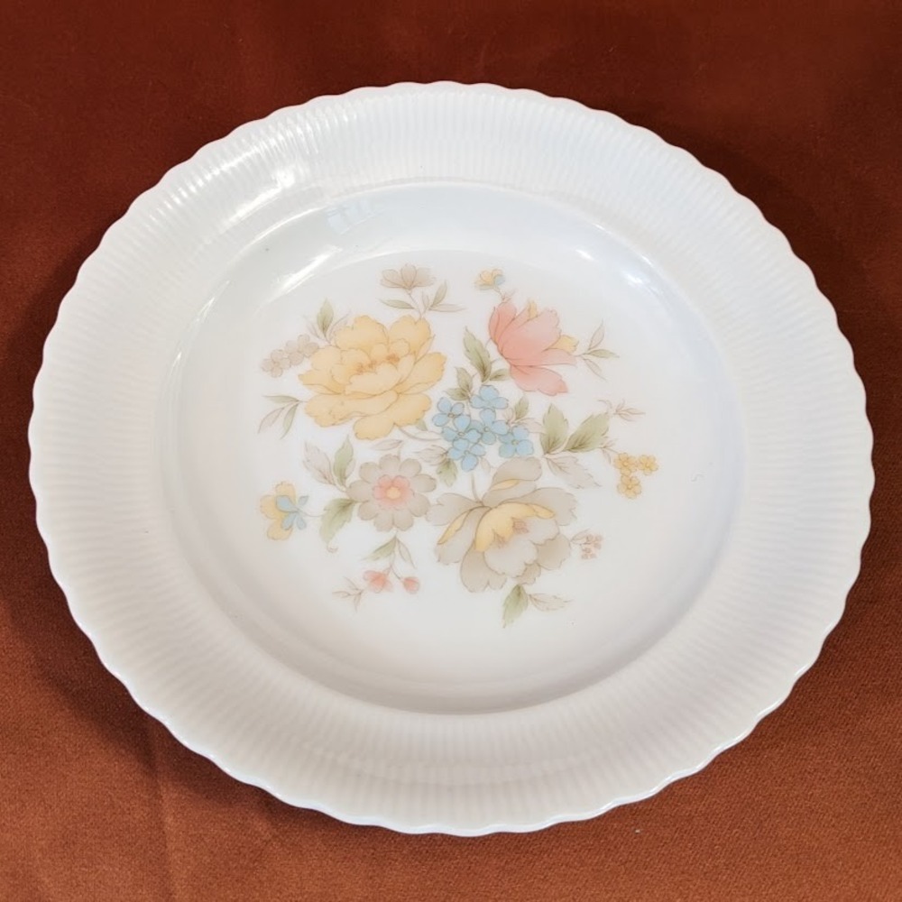 Vintage Ichiyama Toen Japan Floral Porcelain Soup Bowls Set of 6 Ribbed Edge